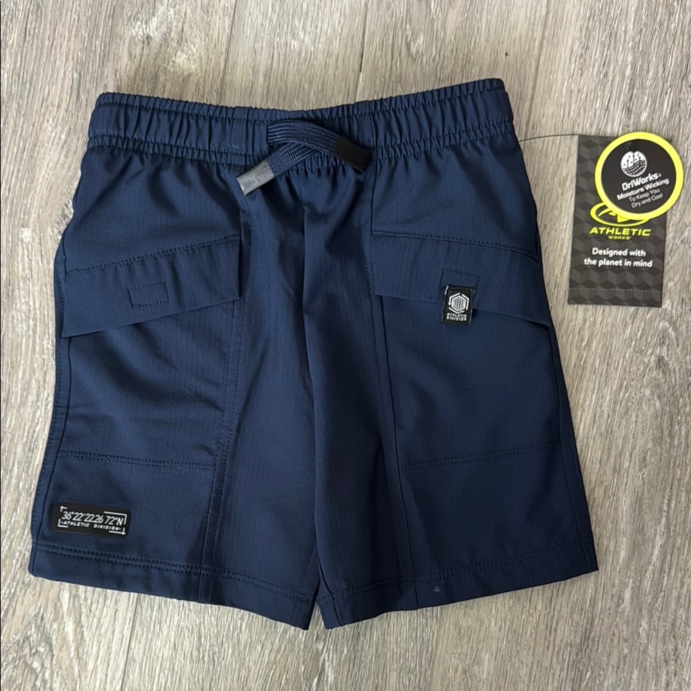 NWT Athletic Works Little Boys Navy Active Shorts with Elastic Waistband Size 3T